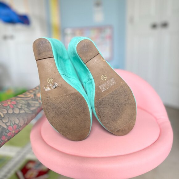 Pastel Mint Wedge Heels - Picture 6 of 9